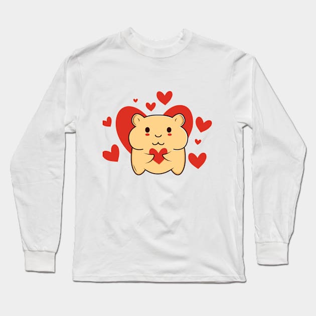 Cute Hamster Heart's Long Sleeve T-Shirt by Full Moon